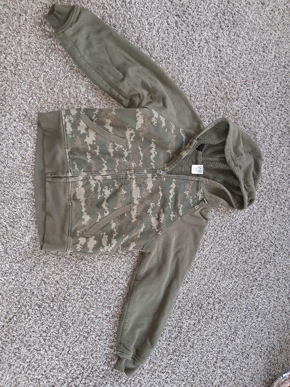 Faded Glory Olive Camo Sherpa-Lined Hoodie